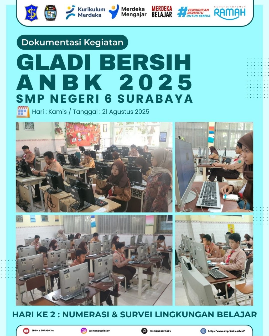🖥 Gladi Bersih ANBK 2025 Hari Kedua di SMP Negeri 6 Surabaya Berjalan Lancar