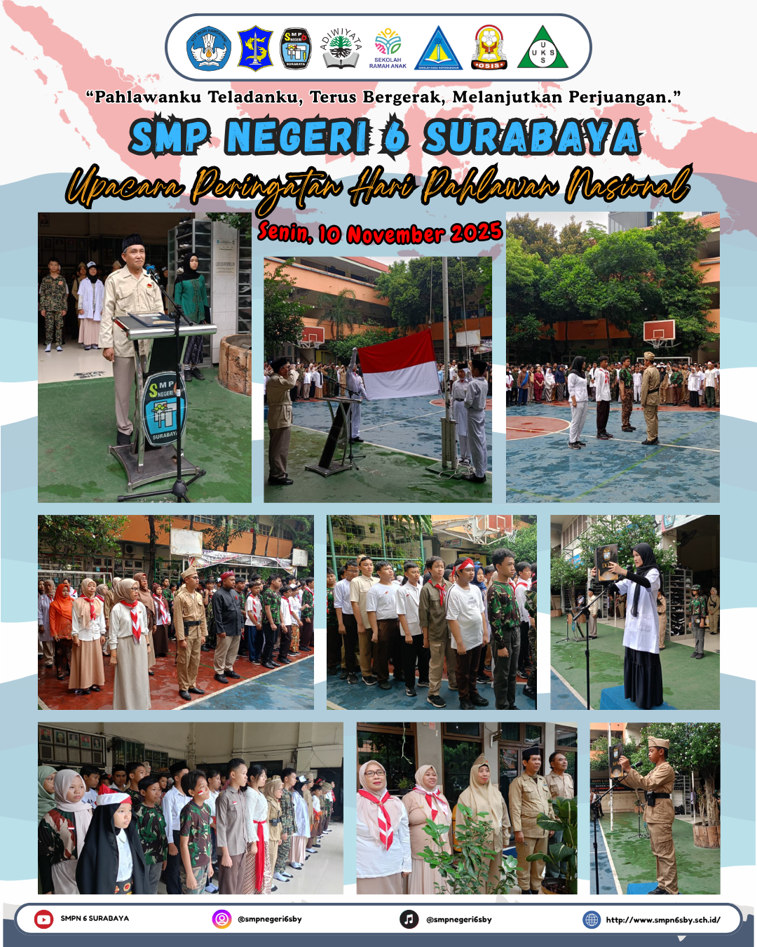 Upacara Khidmat Peringatan Hari Pahlawan Nasional di SMPN 6 Surabaya
